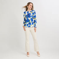 Polera Lanilla Estampada con Aplicación de Lentejuelas Azul