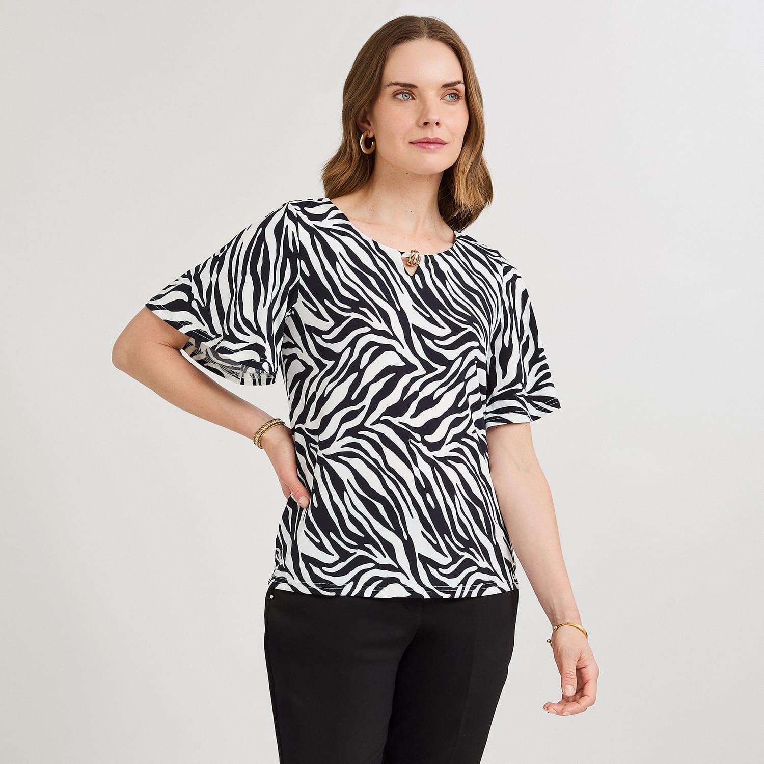 Polera Manga Corta Estampada Azul