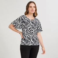 Polera Manga Corta Estampada Azul