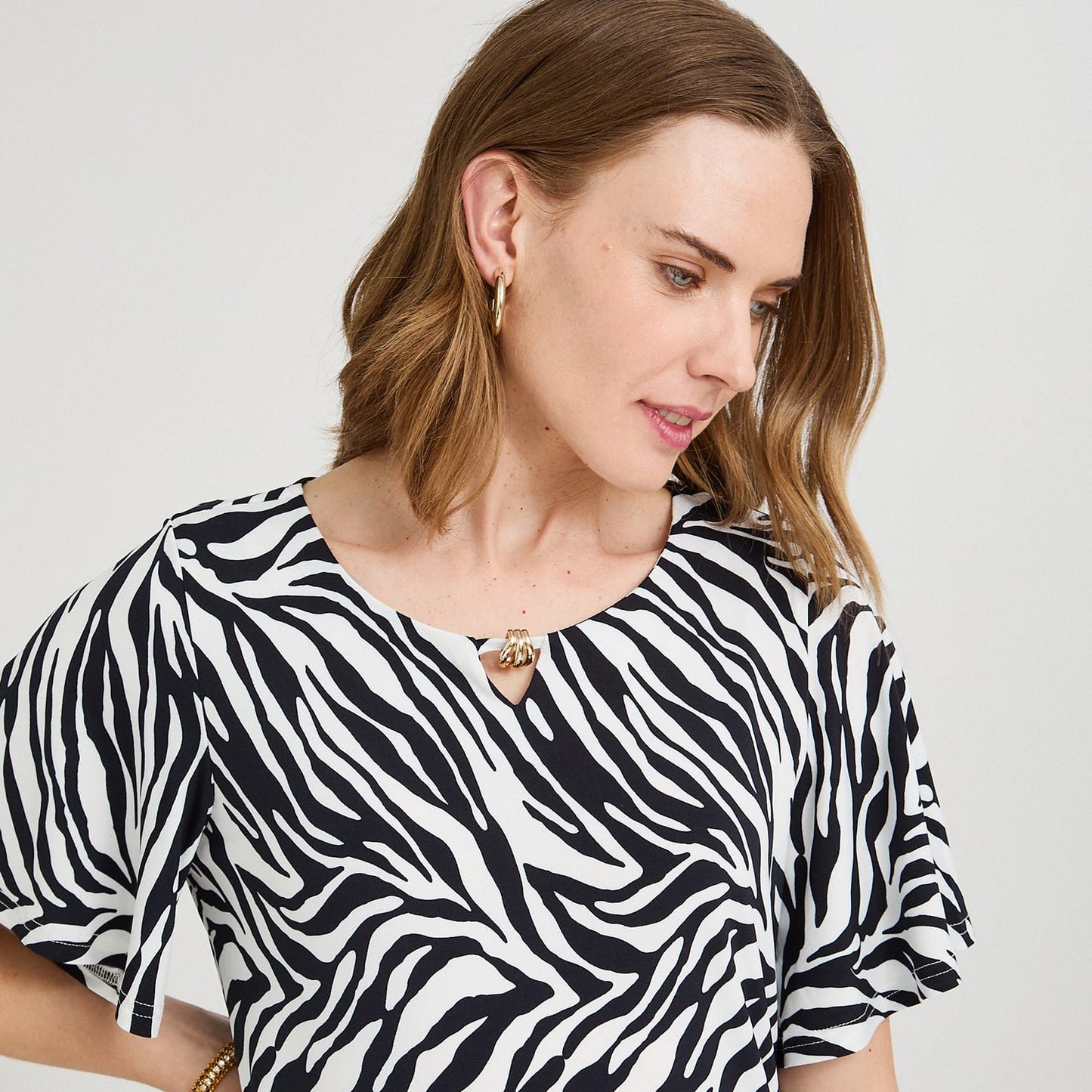 Polera Manga Corta Estampada Azul