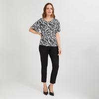 Polera Manga Corta Estampada Azul