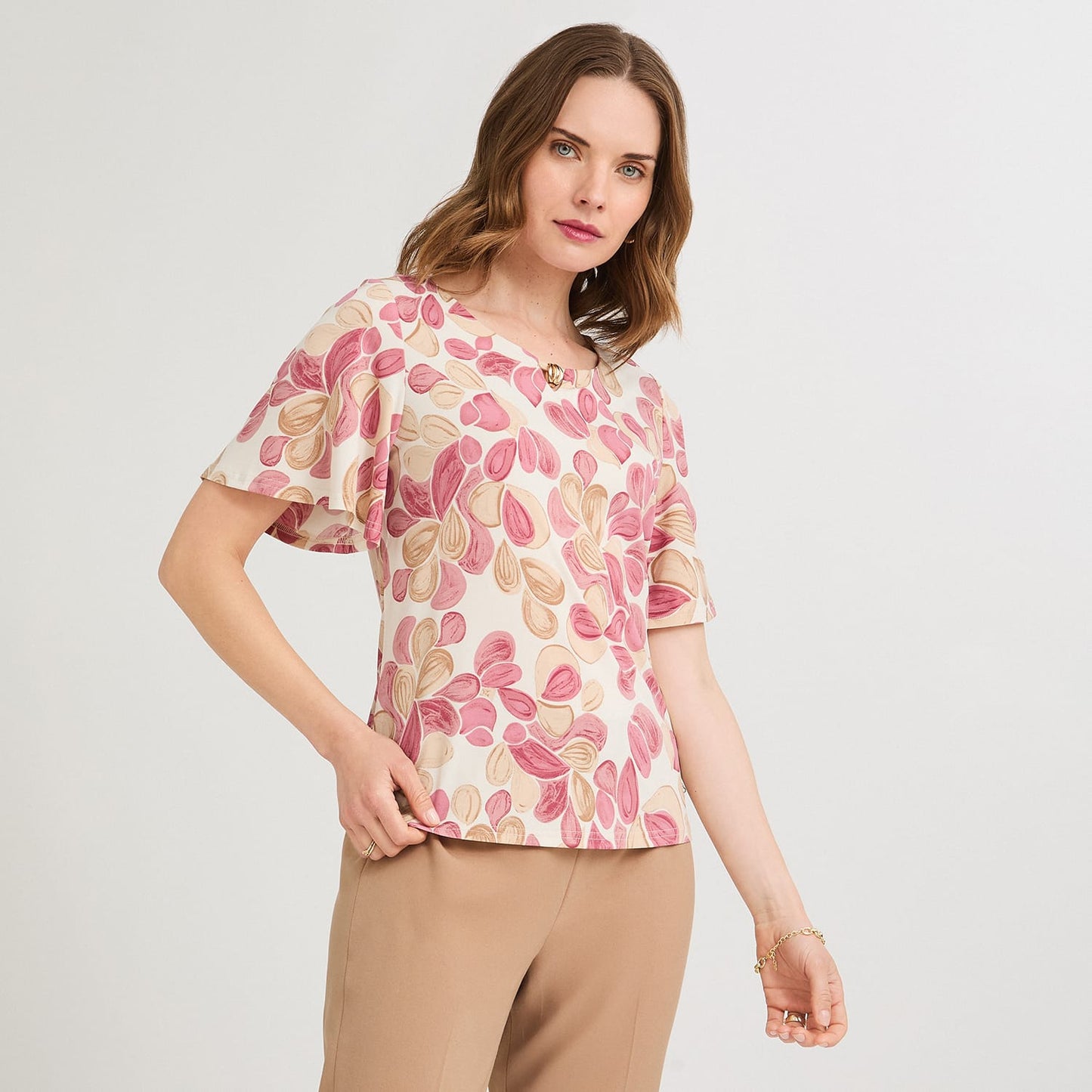 Polera Manga Corta Estampada Rojo