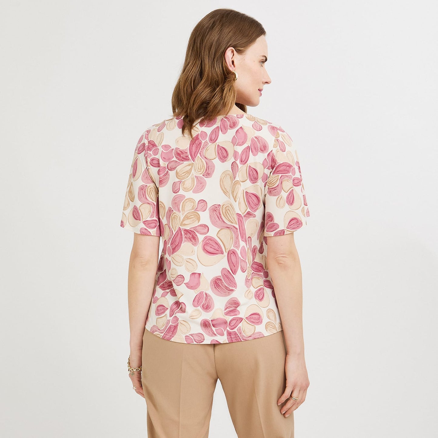 Polera Manga Corta Estampada Rojo