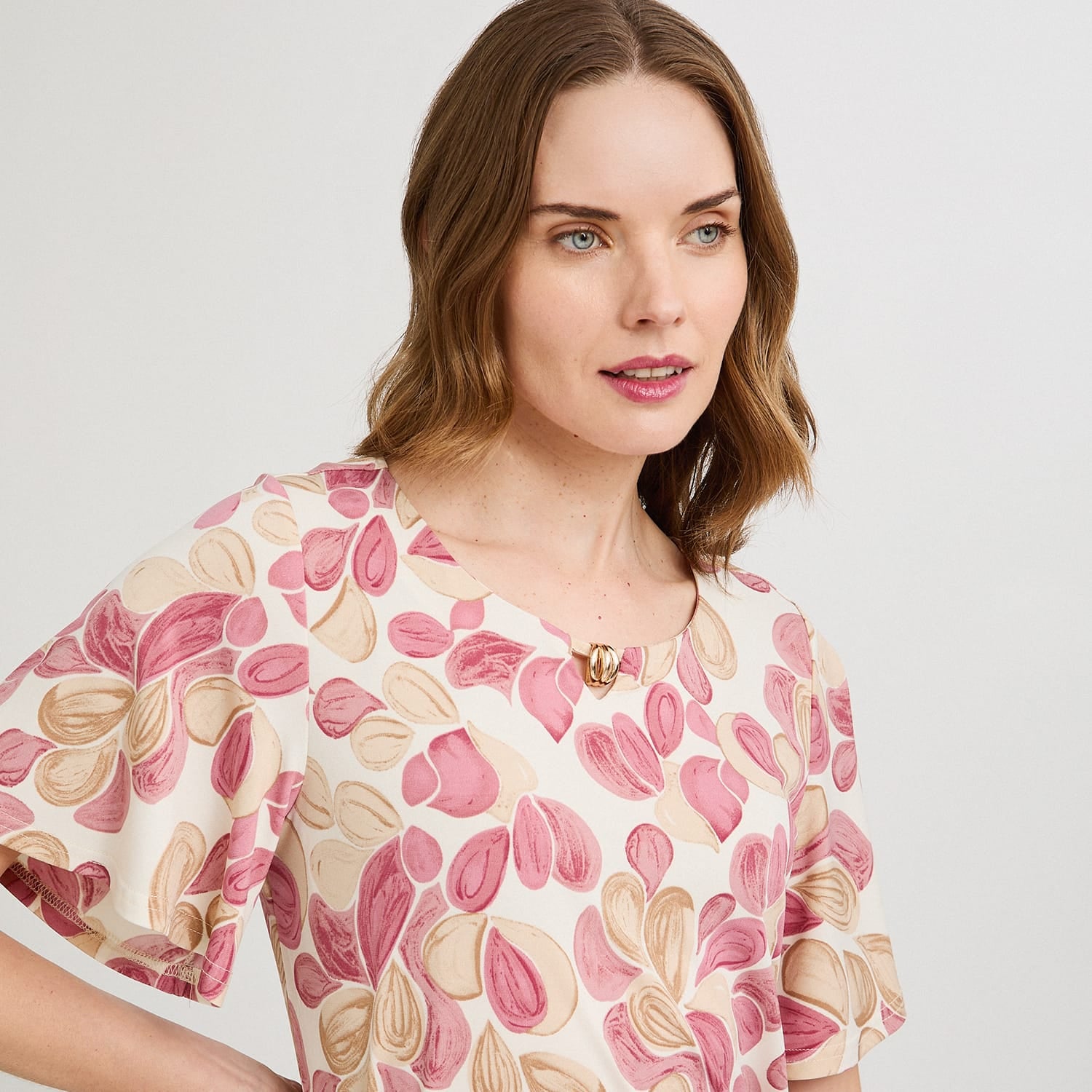 Polera Manga Corta Estampada Rojo