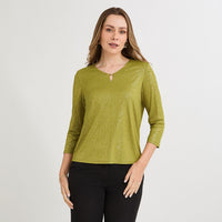 Polera Manga 3/4 con Lurex Verde
