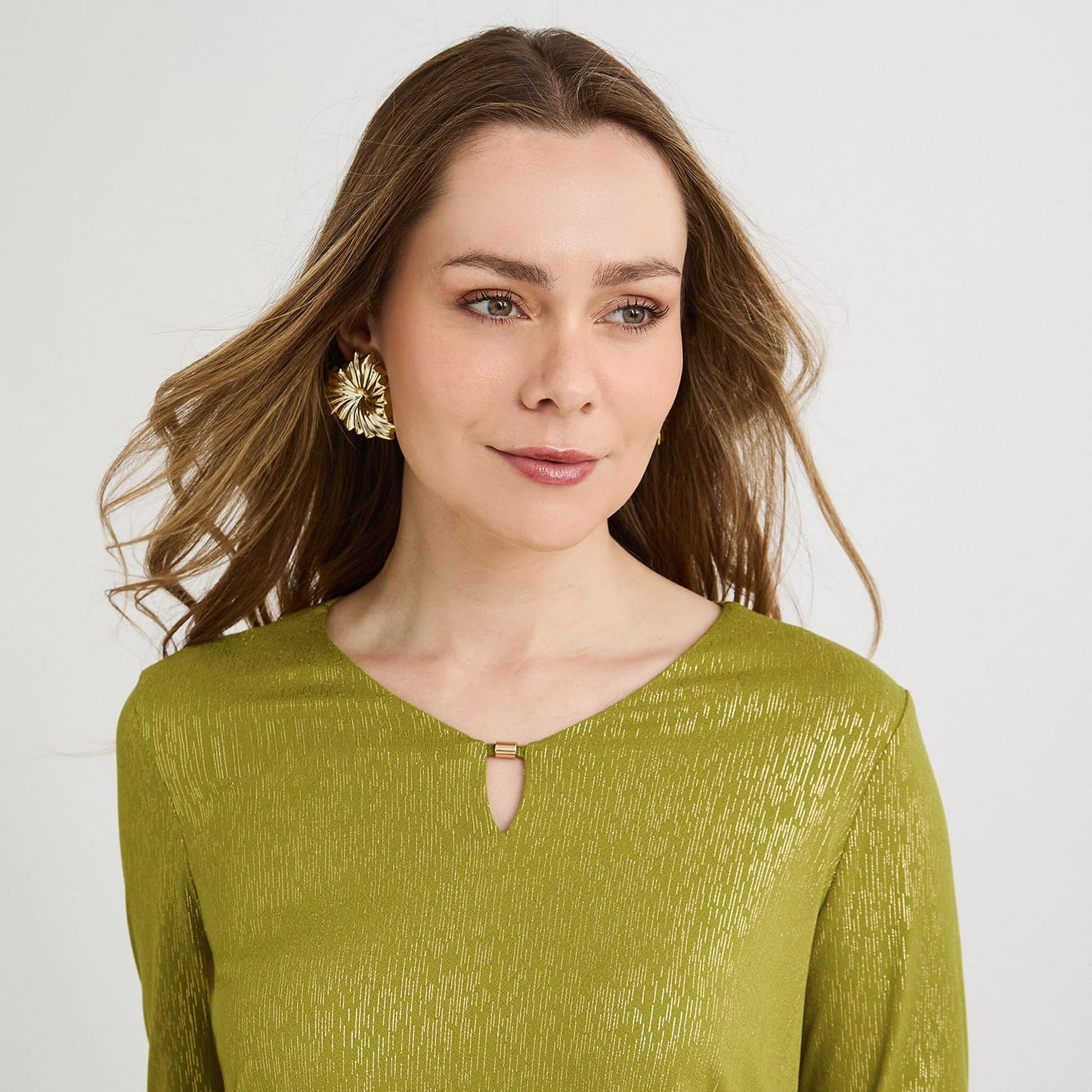 Polera Manga 3/4 con Lurex Verde