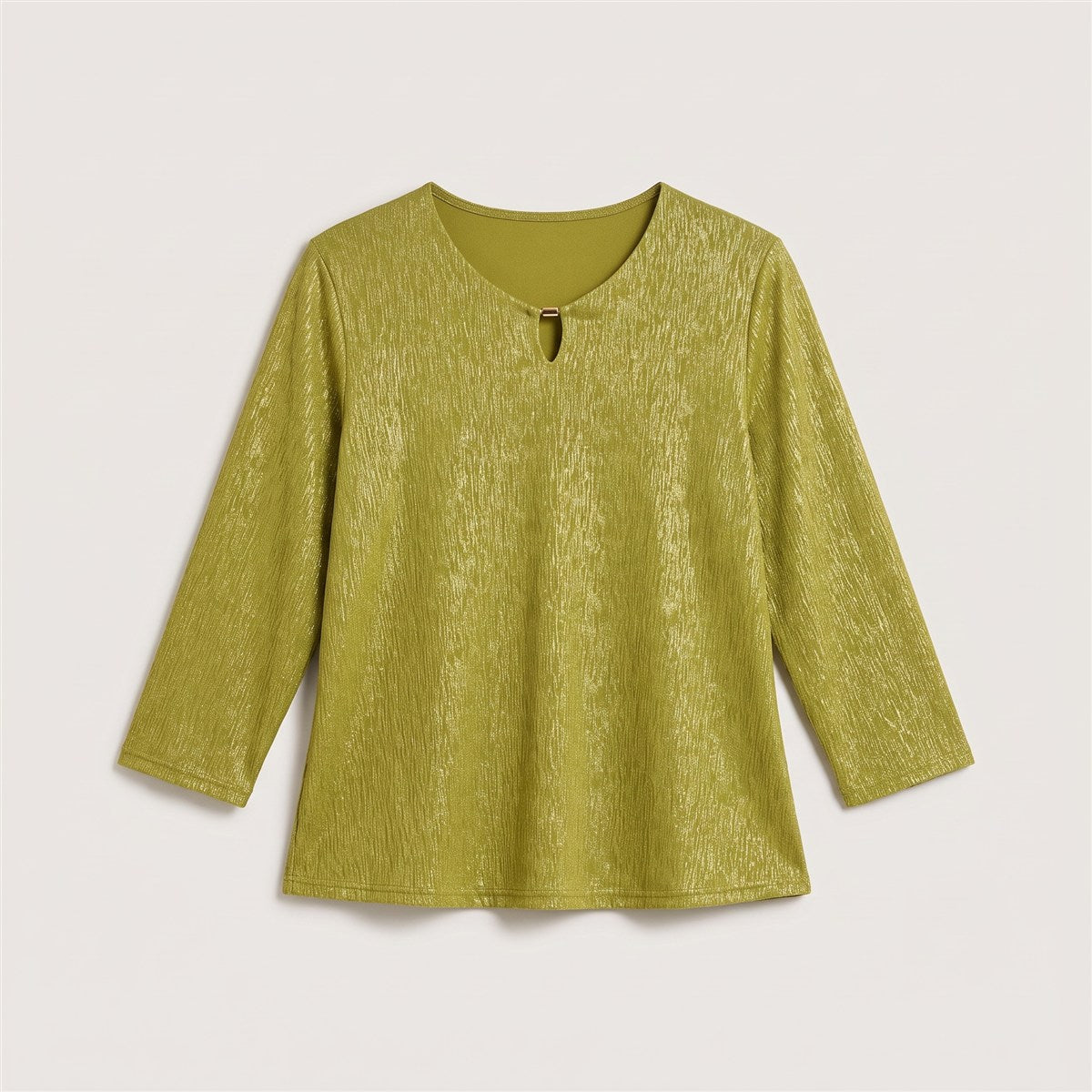 Polera Manga 3/4 con Lurex Verde en plano