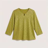 Polera Manga 3/4 con Lurex Verde en plano