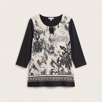 Polera Polyspandex Manga 3/4 Negro en plano
