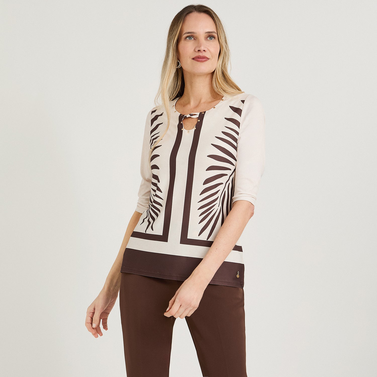 Polera Polyspandex Manga 3/4 Beige
