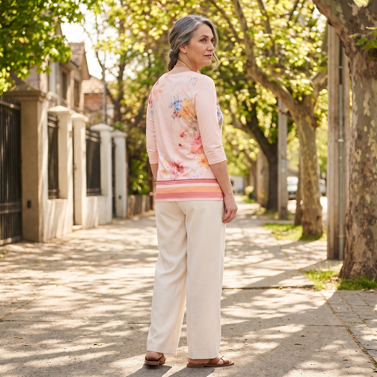 Polera Polyspandex Manga 3/4 Coral lifestyle