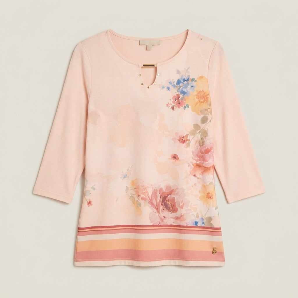 Polera Polyspandex Manga 3/4 Coral en plano