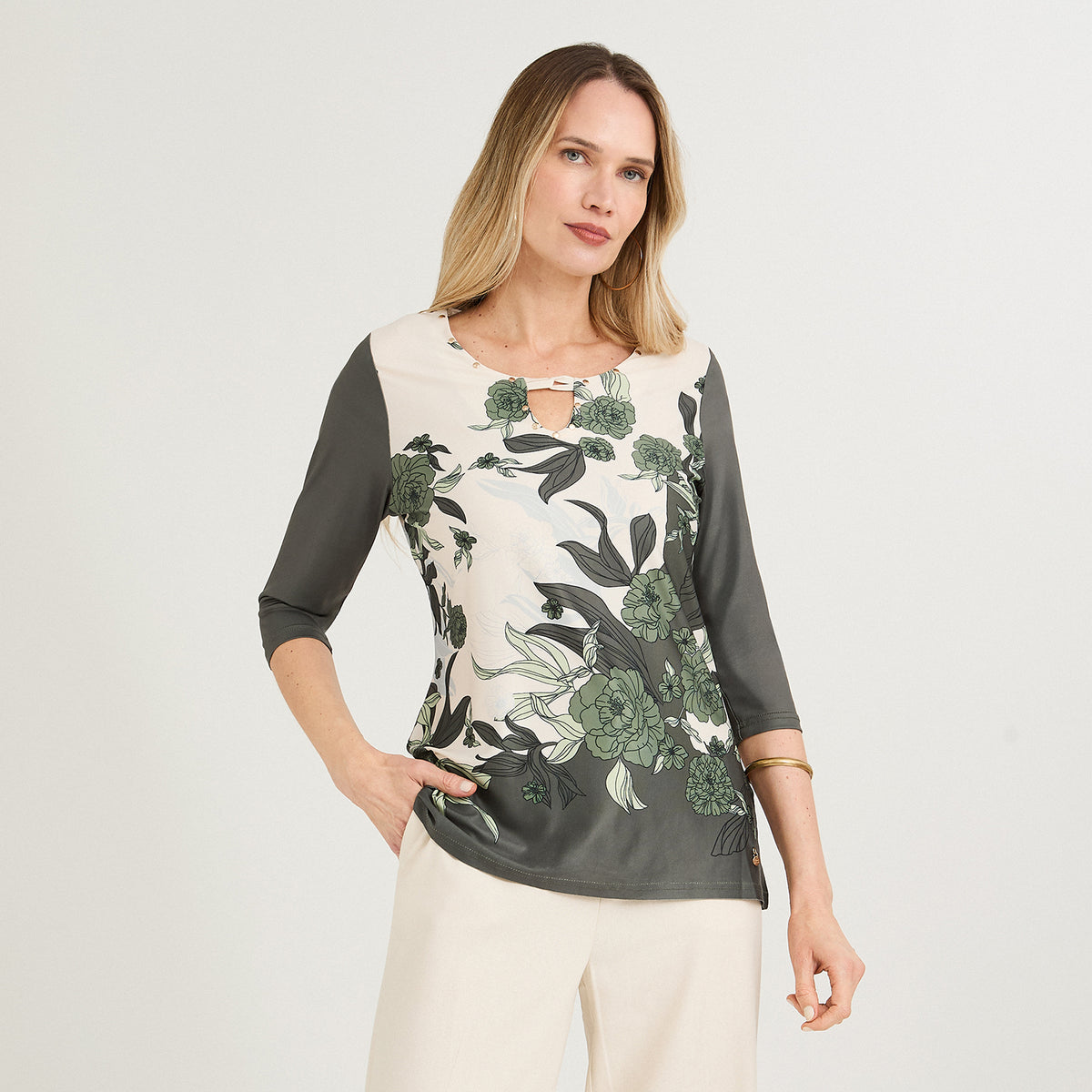 Polera Polyspandex Manga 3/4 Verde