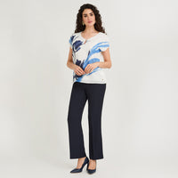 Polera Mix Fabric Estampado Localizado Frontal Azul