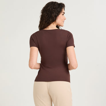 Polera Manga Corta Básica Café