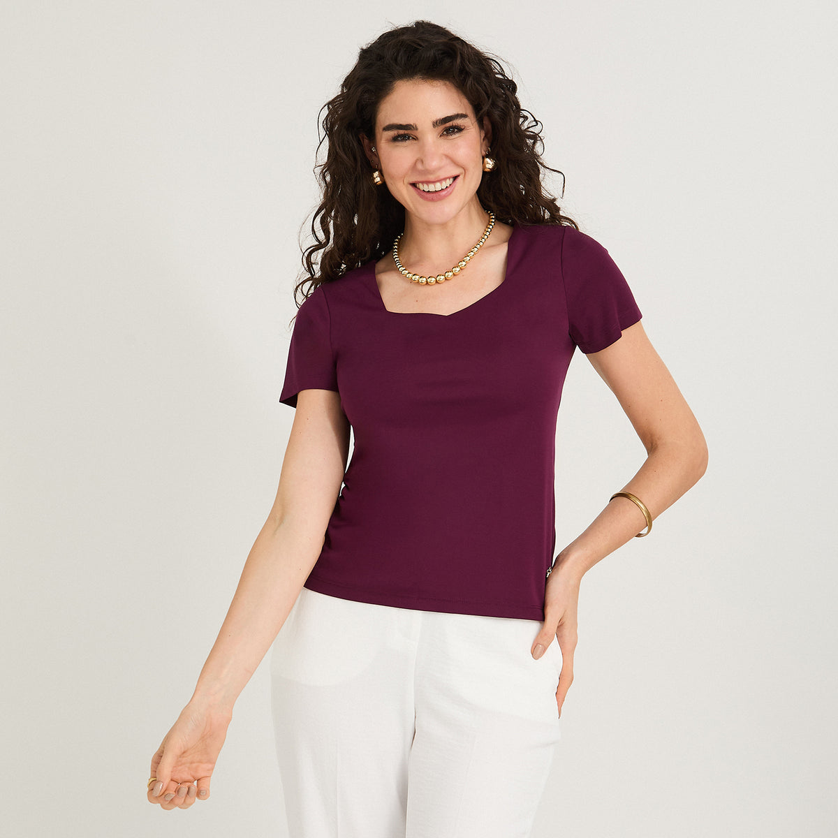 Polera Manga Corta Básica Morado