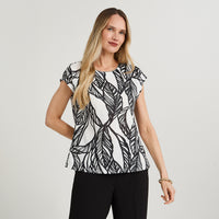 Polera Slab Estampada con Aplicación Crudo