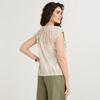 Polera Slab Estampada con Aplicación Beige