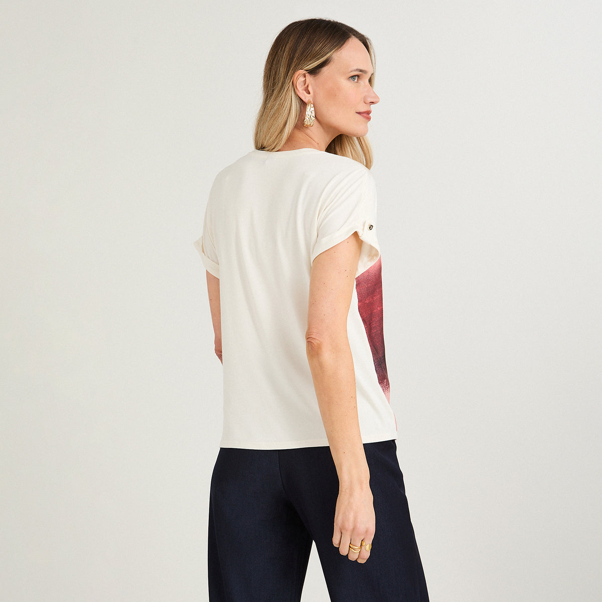 Polera Mix Fabric Estampada Arena