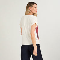 Polera Mix Fabric Estampada Arena