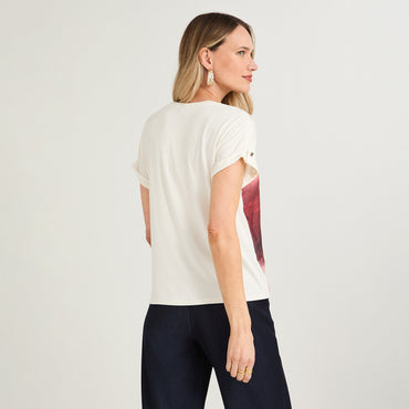 Polera Mix Fabric Estampada Arena