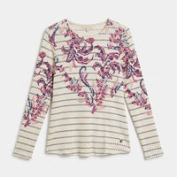 Polera Manga Larga Estampado Localizado Beige en plano