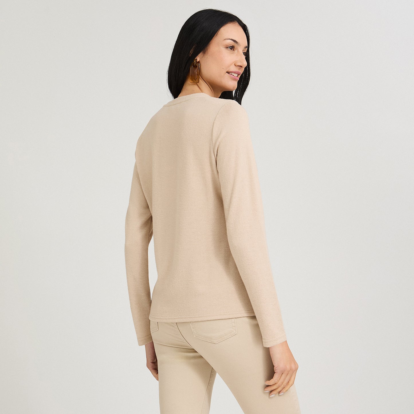 Polera Lanilla con Aplicación Bordada Beige