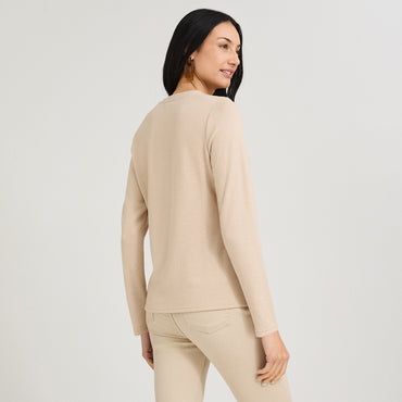 Polera Lanilla con Aplicación Bordada Beige