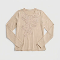 Polera Lanilla con Aplicación Bordada Beige en plano
