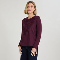 Polera Lanilla con Aplicación Bordada Morado