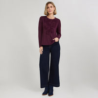 Polera Lanilla con Aplicación Bordada Morado