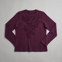 Polera Lanilla con Aplicación Bordada Morado en plano