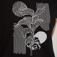 Polera Manga Corta con Estampado Localizado Negro
