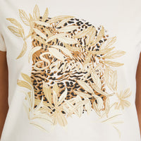 Polera Manga Corta con Estampado Localizado Crudo