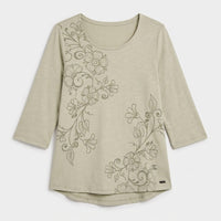 Polera Manga 3/4 con Estampado al Tono Verde en plano