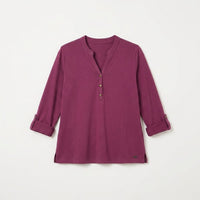 Polera Manga Larga Roll Up Cuello Mao Morado en plano