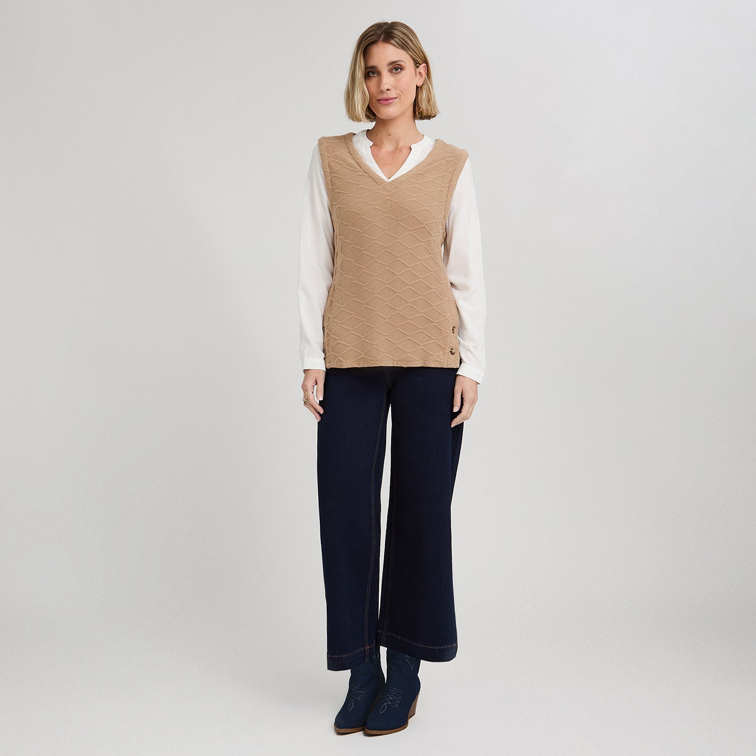 Polera Lanilla con Manga Blusa Camel