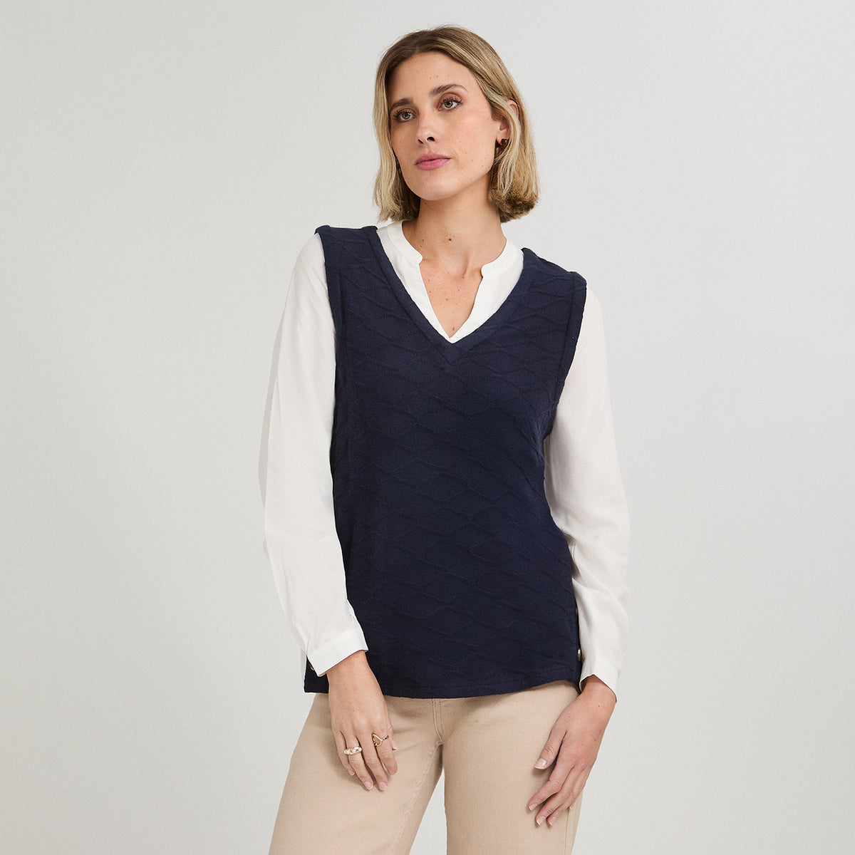 Polera Lanilla con Manga Blusa Azul
