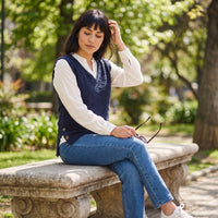 Polera Lanilla con Manga Blusa Azul lifestyle