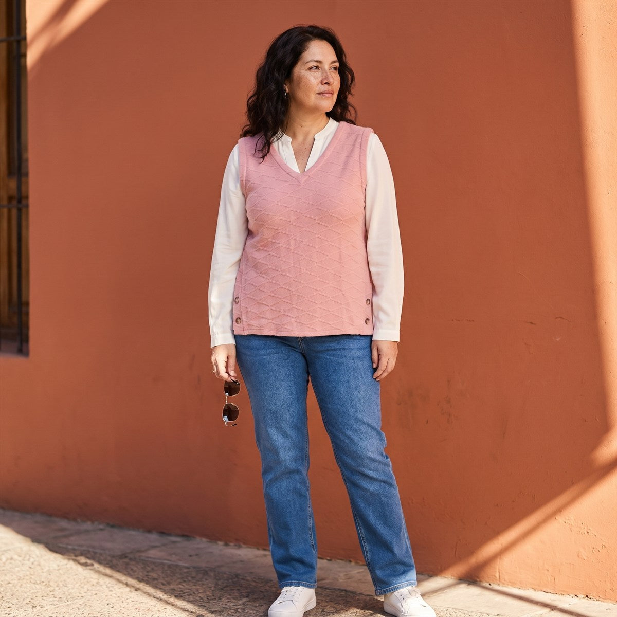 Polera Lanilla con Manga Blusa Rosado lifestyle