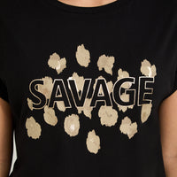 Polera Manga Corta Estampada Negro