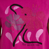 Polera Manga Corta Estampada Fucsia