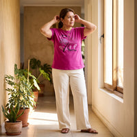 Polera Manga Corta Estampada Fucsia lifestyle