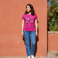 Polera Manga Corta Estampada Fucsia lifestyle
