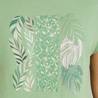 Polera Manga Corta Estampada Verde