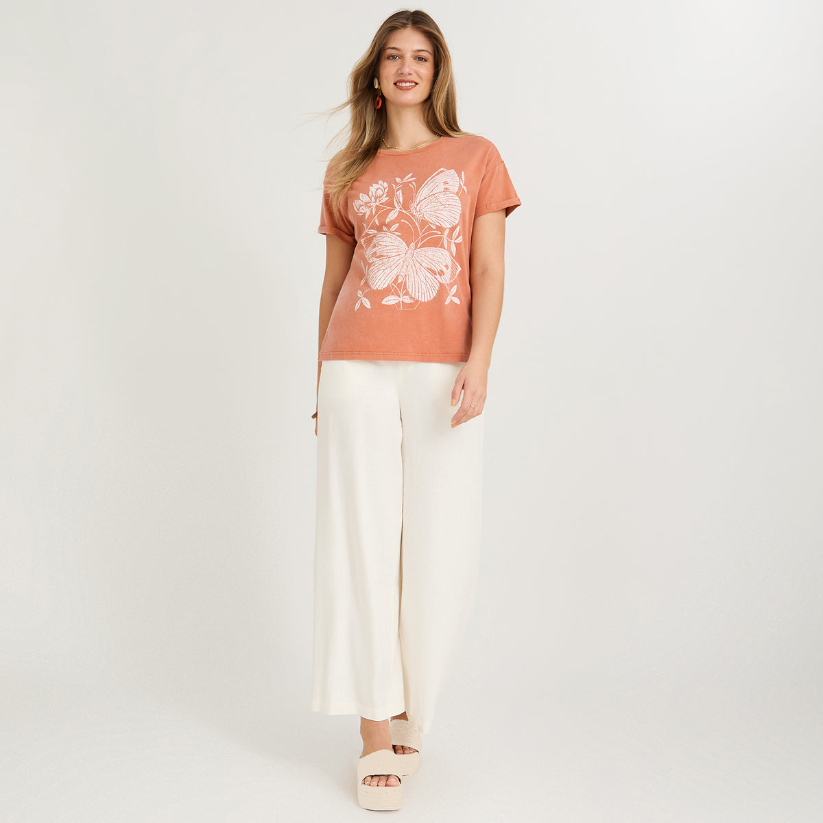 Polera Manga Corta Acid Wash Terracota