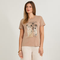 Polera Manga Corta Acid Wash Camel