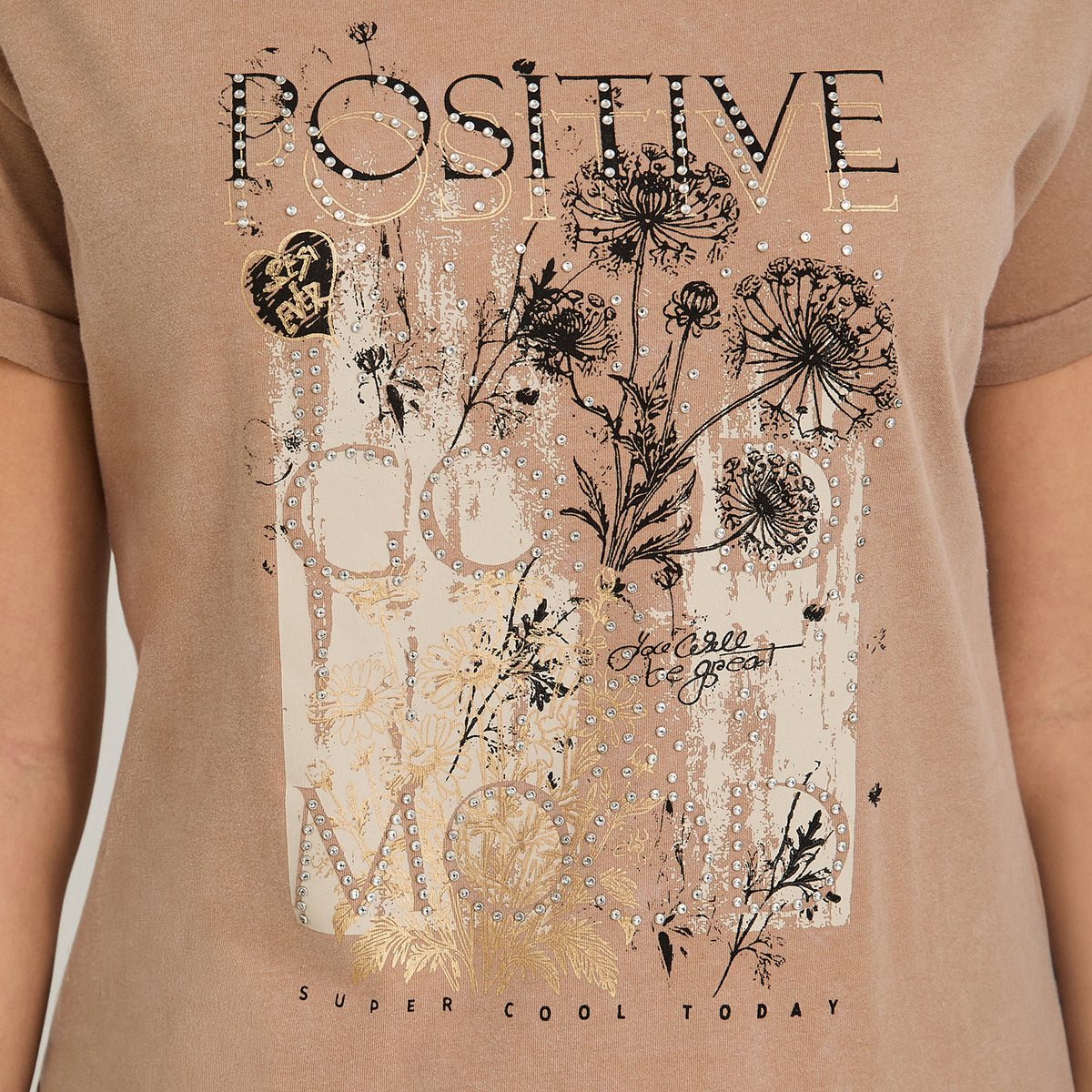 Polera Manga Corta Acid Wash Camel