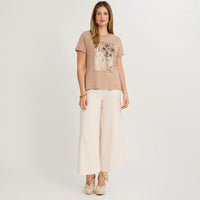 Polera Manga Corta Acid Wash Camel