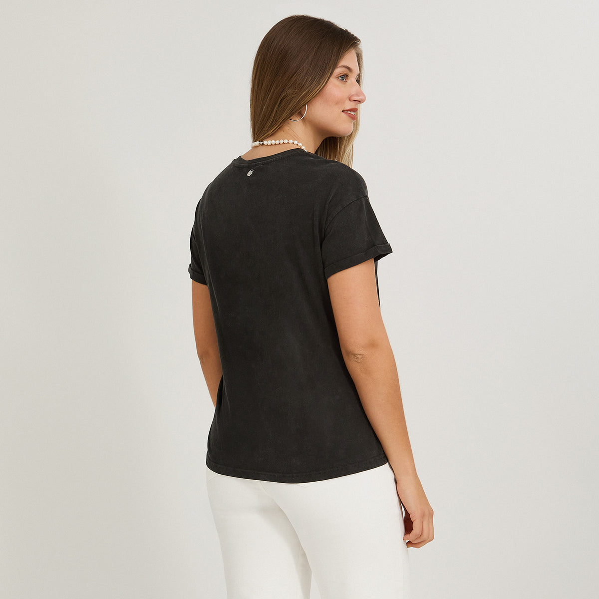 Polera Manga Corta Acid Wash Gris